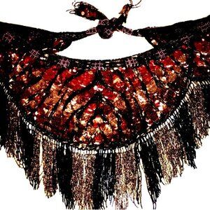 Swim Wrap Skirt Wrap or Shawl by Sharmark Couture Glass Beaded and Sequins  S-XL